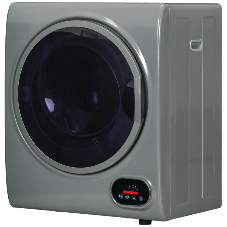 HOMCOM Portable Clothes Dryer, Compact Laundry Dryer with 1.5 cu.ft Stainless Steel Drum, Intelligent Drying, 120V 850W Front Load Electric Dryer for Apartments, Dorms, RVs - Charcoal Gray