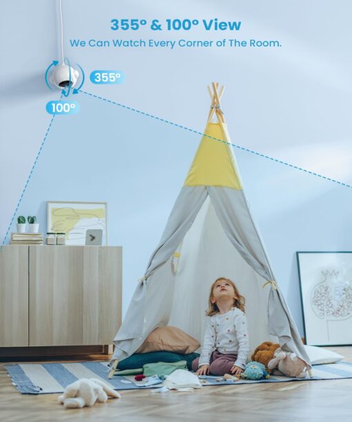 ieGeek 5.5’’ Split-Screen Baby Monitor,2.5K UHD Baby Monitor with 2 Cameras and Audio,Night Light,Prone Sleeping&Cry Detection,Two-Way Talk,Night Vision,2.4G&5Ghz WiFi App Control,4000mAh Battery - Image 3