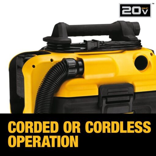 DEWALT 20V MAX Wet/Dry Vacuum, Cordless and Corded, Versatile Power Source, Portable Shop Vacuum, Tool Only (DCV581H) - Image 6