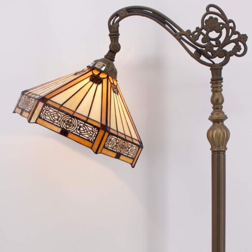 WERFACTORY Tiffany Floor Lamp Mission Hexagon Stained Glass Arched Lamp 12X18X64 Inches Gooseneck Adjustable Corner Standing Reading Light Decor Bedroom Living Room S011 Series - Image 9