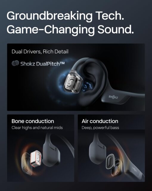 SHOKZ New OpenRun Pro 2 - Open-Ear, Bone Conduction Sport Headphones - with Reflective Strip - Sweat Resistant, Workout Headphones - Secure, Wireless, Comfortable Fit-Deep Bass and Smart Mic App - Image 8