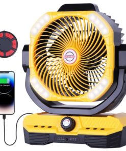WESTTREE Battery Powered Fan Powerful Airflow Battery Operated Fan Air Circulator Fan for Bedroom,Quiet & 360°Auto Oscillating Fan Rechargeable Fan Camping Fan with LED Light (RGBW)