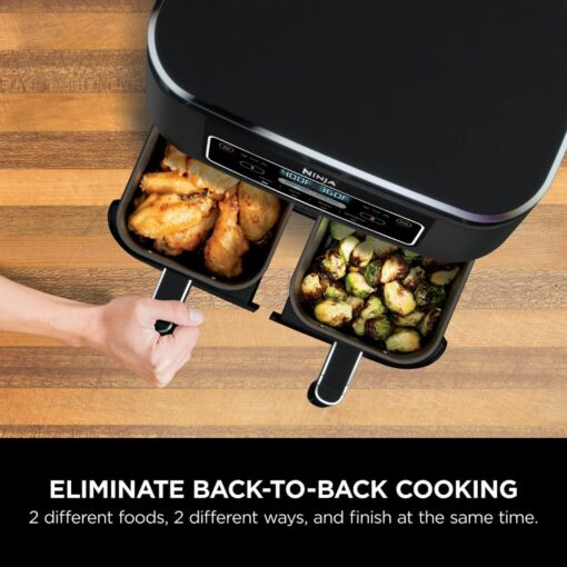 Ninja Foodi 4-in-1 8-Quart 2-Basket Air Fryer with DualZone Technology – Air Fry, Roast, Reheat, Dehydrate; Independent Cooking Zones; Dishwasher Safe - Image 4