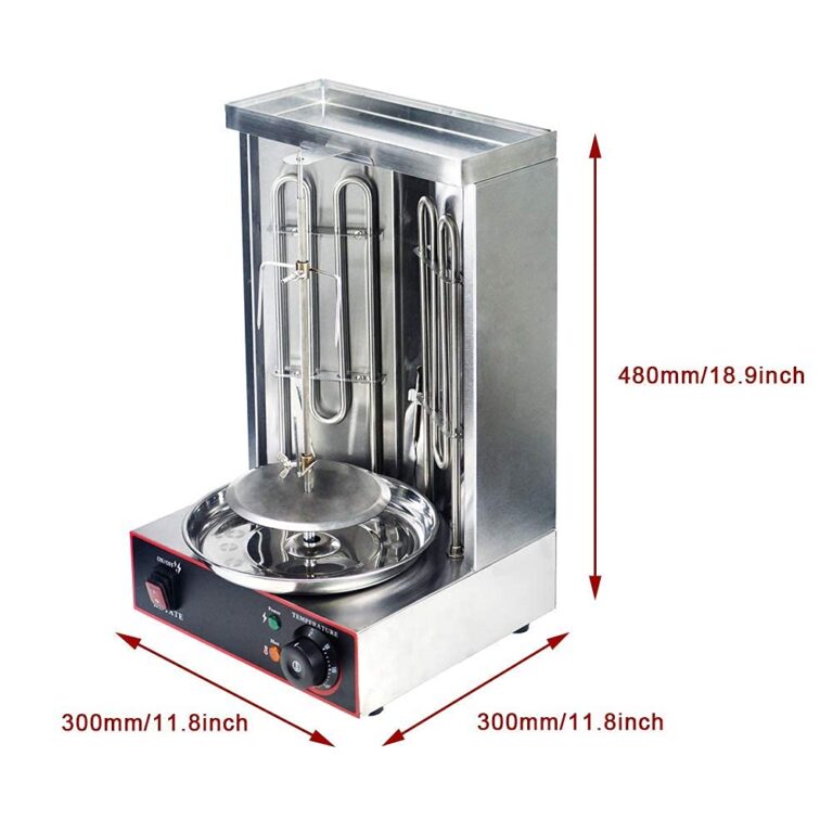 Li Bai Shawarma Machine Electric Vertical Kebab Grill Gyro Rotisserie Oven Meat Broiler with 2 Heating Tubes Stainless Steel Body 110V For Home Restaurant Kitchen（Registered Design Patent） - Image 2