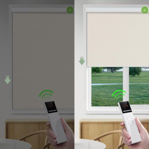 Motorized Blinds with Remote (23-95 inches) Window Roller Shade Wireless Rechargeable Motor Popular Full Blackout Sunshine Fabric for Office and Home Customize Size (82006D) - Image 6