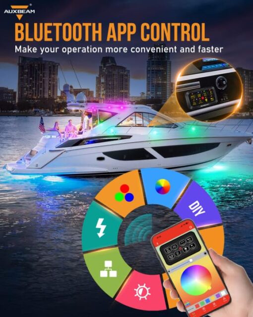 Auxbeam RGB Bluetooth 8 Gang Switch Panel AR-820 Toggle Momentary Pulsed Switch Pod for Truck UTV Offroad Boat Auxiliary LED Light Controller with Circuit Relay System Box Waterproof, 2-Year Warranty - Image 4