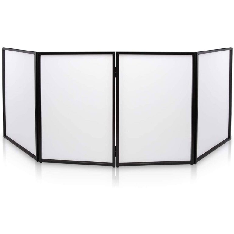 Pyle DJ Booth Foldable Cover Screen - Portable Event Facade Front Board Video Light Projector Display Scrim Panel with Folding Steel Frame Panel Stand, Stretchable Lycra Spandex - PDJFAC10 (White) - Image 2