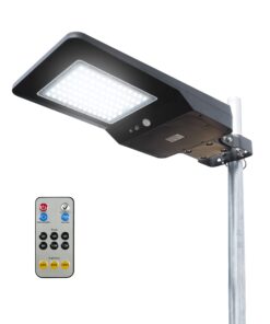 Wagan EL8592 4800 Lumens LED Integrated Solar Powered Street Lamp Flood Light With Remote Motion Sensor Waterproof Weatherproof Dusk to Dawn LED Light for Outdoor Garden Yard Path Parking Lot