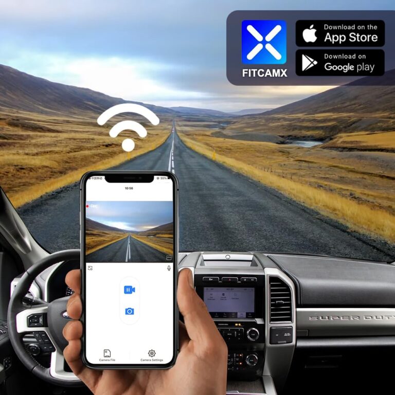 Fitcamx 4K Dash Cam Suitable for Ford F250 F350 XL XLT 2011-2022 (DZ-00455), OEM Factory Look, UHD 2160P Video, Built-in WiFi & APP, Loop Recording, G-Sensor, Easy to Install, 64GB MicroSD Card - Image 3