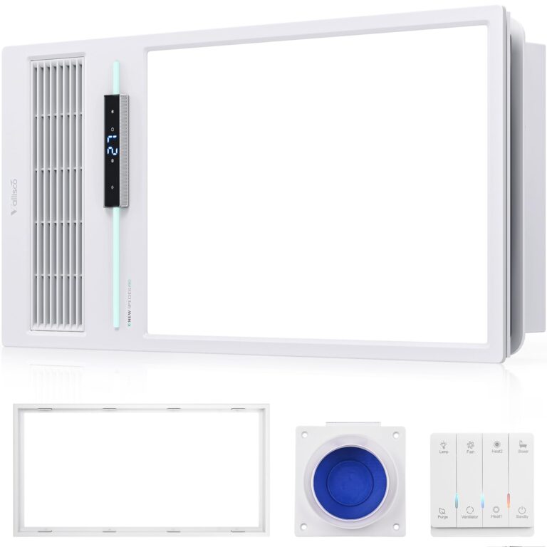 VallisCo Bathroom Exhaust Fan with Light and Heater, 4 in 1 Bathroom Fan with Heater, 1800W Heating Power, Remote Control, Quiet & Powerful for Ventilation, Lighting, Heating, and Drying