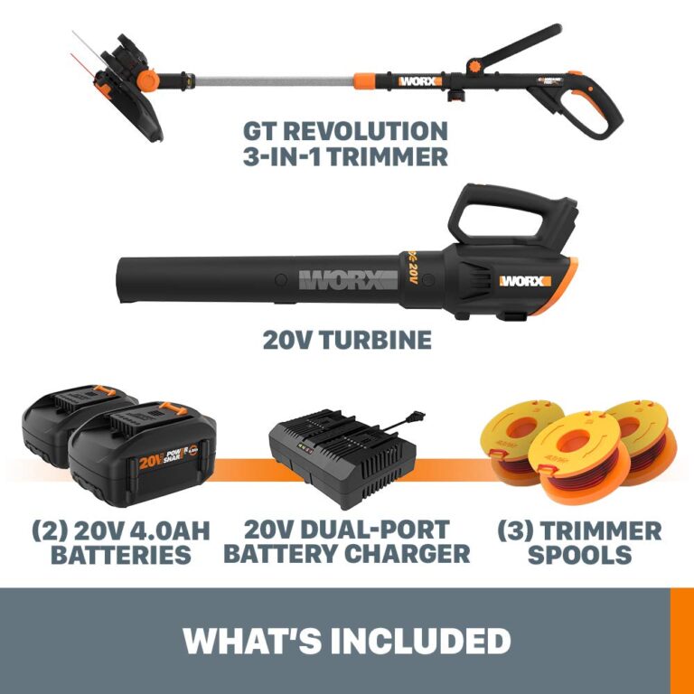 WORX 20V GT Revolution 12" 4.0Ah Cordless String Trimmer & Turbine Leaf Blower Power Share Combo Kit - WG930.3 (Batteries & Charger Included) - Image 3