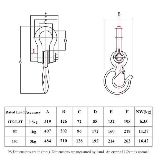 MXBAOHENG 3T Wireless Crane Digital Hoist Scale Rechargeable Hanging Scale w/Remote Control 3000kg/6600lb - Image 3