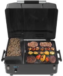 Z GRILLS 200A Portable Wood Pellet Grill & Smoker, Tabletop Wood Pellet Smoker with PID V2.0 Controller, Meat Probes, 202 sq.in Cooking Area, Fit for RVs, Road Trips & Apartments