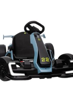 Kerry Yoo Go Kart Electric Drift Kart Car with Adjustable Seat, 24V Outdoor Ride on Toy with 4 Speed Mode, Crazy Cart for Kids 6-12 Years Old，Fast 300W Motor，8.5 MPH, LED Lights, Bluetooth - Blue