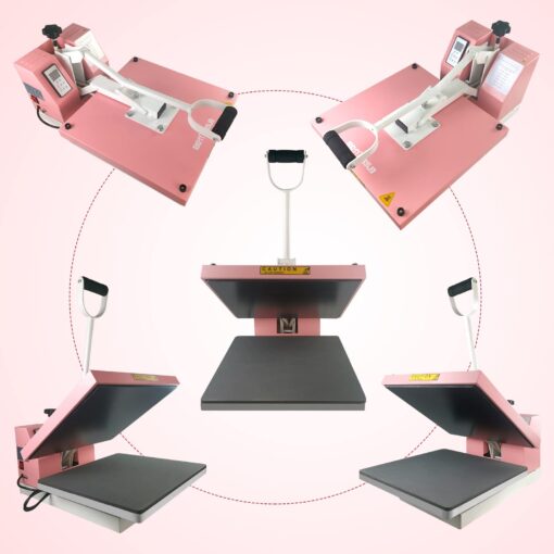 BetterSub Print T-Shirt Machine DIY Digital Industrial Quality Heat Press Machine Clamshell Transfer Sublimation Print Press Machine 15‘’x 15'' Pink - Image 6