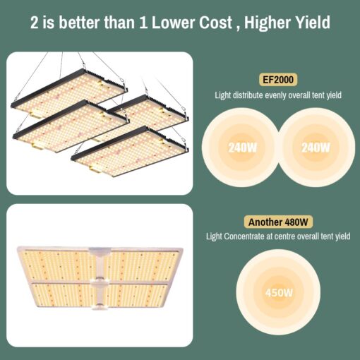 EnFun LED Grow Light 240Watt for Indoor Plants Full Spectrum with LM301B & Meanwell Driver, Dimmable Plant Light, 3x3ft 2x4ft Coverage Grow Lamp for Seed Starting Veg and Flower - Image 3