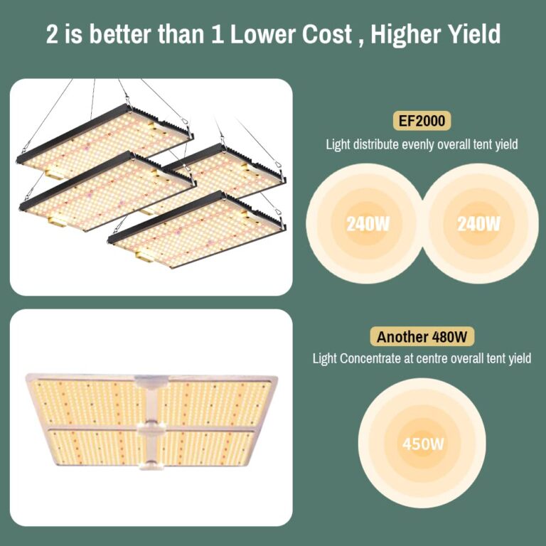 EnFun LED Grow Light 240Watt for Indoor Plants Full Spectrum with LM301B & Meanwell Driver, Dimmable Plant Light, 3x3ft 2x4ft Coverage Grow Lamp for Seed Starting Veg and Flower - Image 3