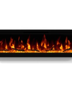 30 inch Electric Fireplace, Ultra-Thin Electric Fireplace Inserts, Ultra-Narrow Frame, Wall Mounted and Recessed Fireplace, Log & Crystal, Touch Screen & Remote Control, 1500W