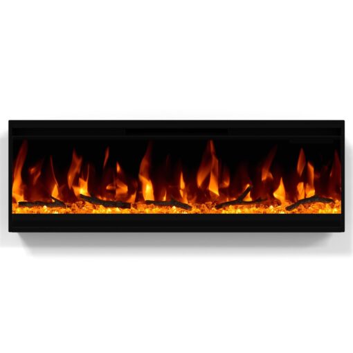 30 inch Electric Fireplace, Ultra-Thin Electric Fireplace Inserts, Ultra-Narrow Frame, Wall Mounted and Recessed Fireplace, Log & Crystal, Touch Screen & Remote Control, 1500W
