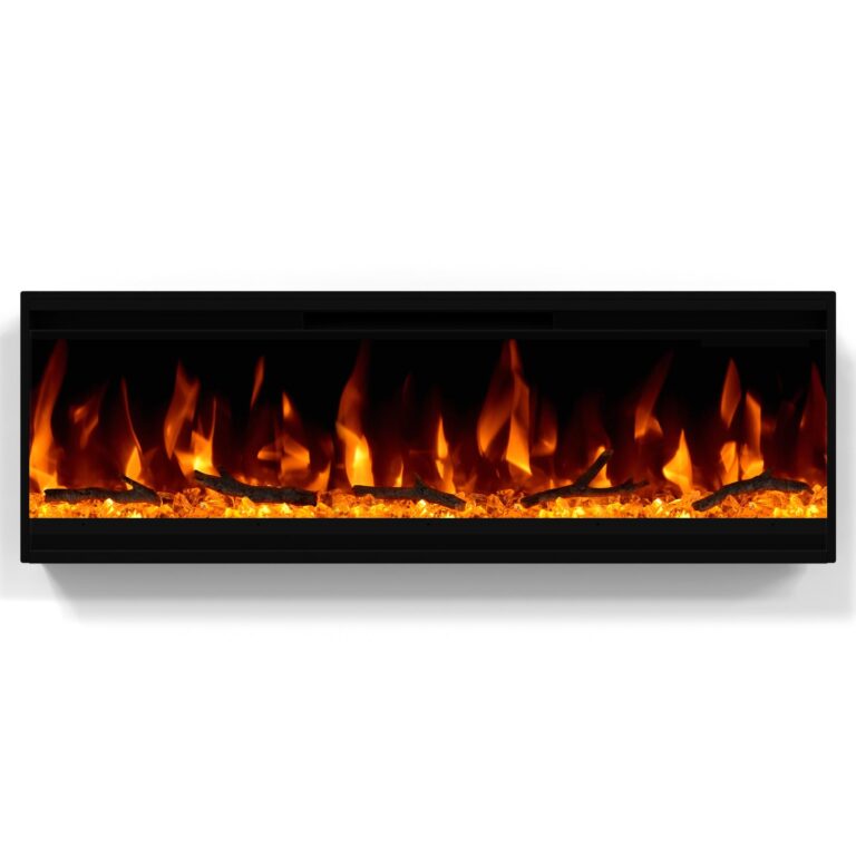 30 inch Electric Fireplace, Ultra-Thin Electric Fireplace Inserts, Ultra-Narrow Frame, Wall Mounted and Recessed Fireplace, Log & Crystal, Touch Screen & Remote Control, 1500W