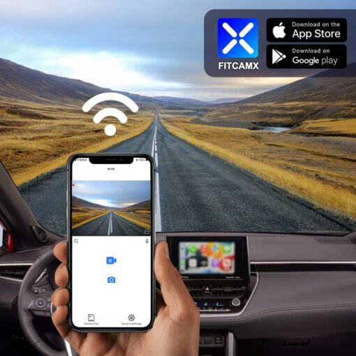 Fitcamx 4K Dash Cam Suitable for Toyota Corolla Cross 2023 2024 2025 LE L XLE, OEM Factory Style, UHD 2160P Video, Built-in WiFi & APP, Loop Recording, Gravity Sensor, Easy to Install, 64GB Card - Image 4