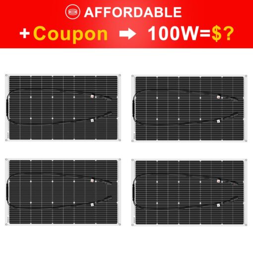 DOKIO Flexible Solar Panel 4x100w(400w) Semi-Flexible Bendable 12V Monocrystalline Off-Grid for RV Boat Cabin Van Car and Caravan RV Boat Camper - Image 7