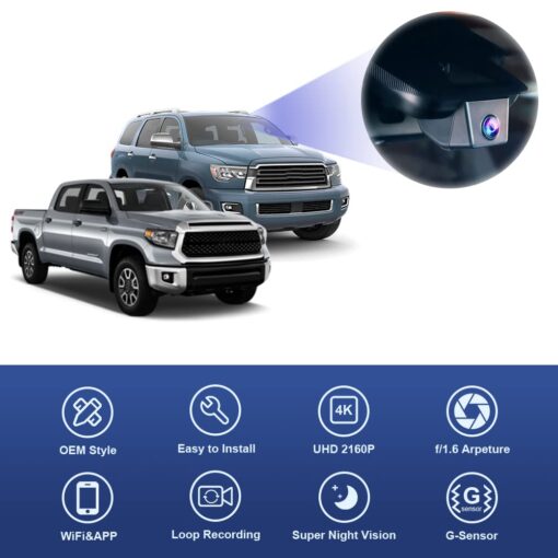 Fitcamx 4K Dash Cam Suitable for Toyota Tundra 2017-2021 & Sequoia 2017-2022 Limited SR5 Platinum TRD Pro, Integrated OEM Look, High Definition 2160P Video WiFi, G-Sensor, Loop Recording, 64GB Card - Image 5