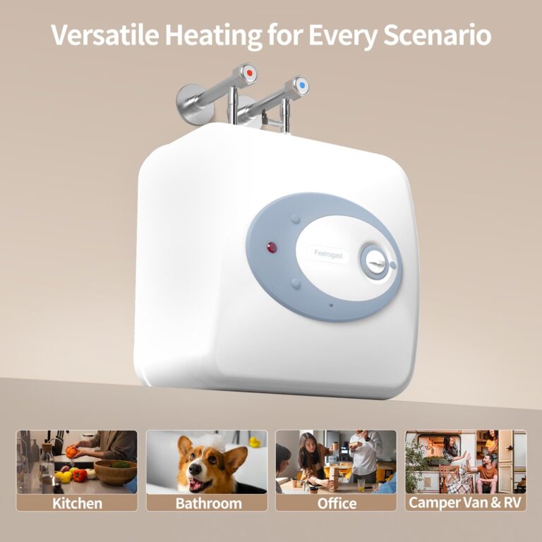 Feelrogast Electric Mini Tank Water Heater-4 Gallon Under Sink Instant Hot Water for RV, Camper, Kitchen, Food Truck, 120V 1500W, Blue, Wall or Floor Mounted - Image 3