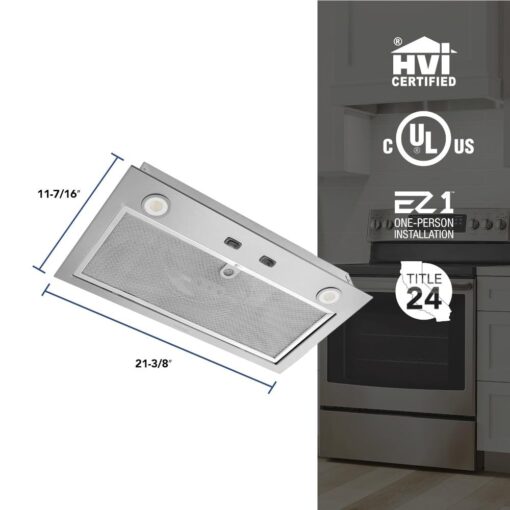 Broan-NuTone PM300SS Custom Power Pack Range Hood Insert with 2-Speed Exhaust Fan and Light, 300 Max Blower CFM, Stainless Steel, 21-Inch Built - Image 5