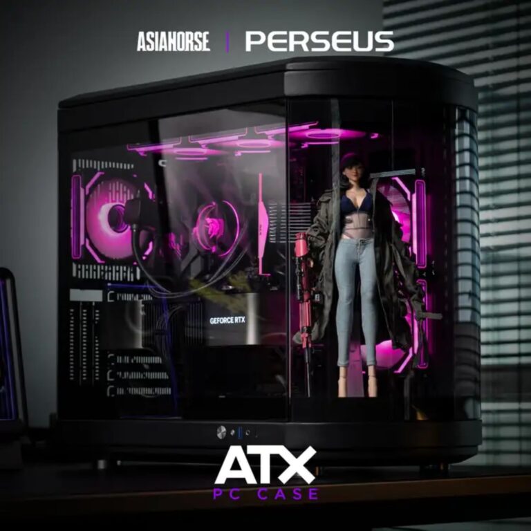 AsiaHorse ATX PC Case Dual Chamber 180° Full View Tempered Glass Gaming PC Case with Type-C Port, 360mm Radiator Support,RTX 40 Compatible, High Airflow Mid-Tower ATX PC Case. Perseus-Black - Image 2