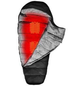 ActionHeat Electric Heated Sleeping Bag for Adults – Portable Mummy Style 5V Battery Powered Heat Sleeping Bag for Camping or Outdoor Hiking Cold Weather Black