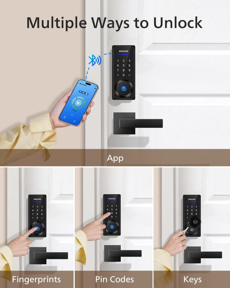 Philips Smart Lock with Handles, Keyless Entry Door Lock Set, Smart Door Lock with 2 Level Handles, Digital Keypad Deadbolt for Front Door, App Fingerprint PIN Code Unlocking, Auto Locking - Image 8