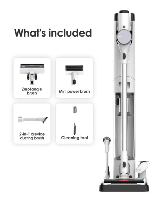Tineco Pure ONE Station Cordless Vacuum Cleaner with 3L Auto Dust Base, Smart Stick Vacuum Cleaner Powerful Suction & Lightweight, ZeroTangle Brush for Hard Floor, Carpet & Pet Hair, White - Image 2