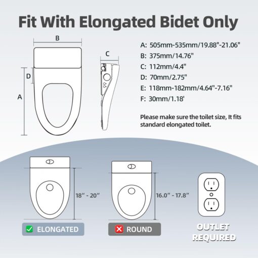 Bidet Toilet Seat Elongated, Smart Heated Toilet Seat, Instant Warm Water & Dryer, Feminine & Rear Wash, Self-Clean Nozzle, Slow Close Lid, Child/ECO/Silent Mode - Image 2