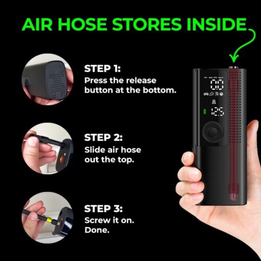 Airmoto Tire Inflator Portable Air Compressor - 3pack - Air Pump for Car Tires with Digital Pressure Gauge, LED Light and Auto Shut-Off Function - Cordless Pump for Car, Motorcycle, Bicycle, Balls - Image 5