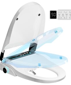 Electric Bidet Toilet Seat, Auto Open & Close Lid, Heated Toilet Seat with Thermostatic Warm Water & Dryer, Feminine & Front Rear Wash, Adjustable Water Pressure, Remote Control, Night Light