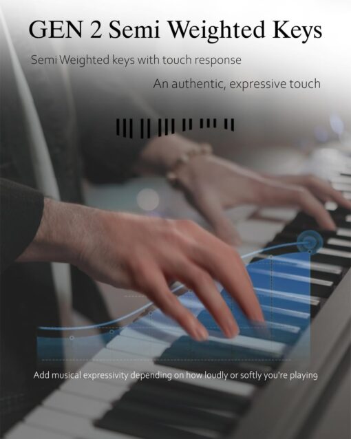Longeye Piano Keyboard 88 Keys Compact Portable Digital Piano for Beginners with Semi-Weighted Full-Size Keys, Stand, Headphones, Sustain Pedal, Carrying Case, White - Image 6