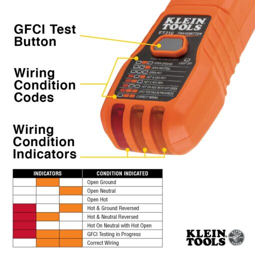 Klein Tools Circuit Analyzer RT390 with LCD and Breaker Finder ET310 for Wiring Faults and GFCI Testing - Image 2