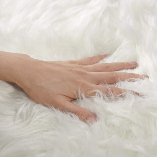 SERISSA White Faux Fur Rug 8x10 Feet, Fluffy Shaggy Area Rug Large Faux Sheepskin Fur Rugs Fuzzy Rug, Furry Throw Rug for Living Room, Bedroom, Nursery Room Decor (Rectangle, White) - Image 5