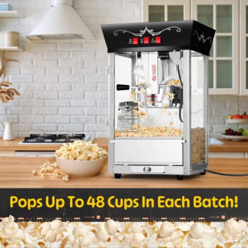Matinee Popcorn Machine - 8oz Popper with Stainless-Steel Kettle, Reject Kernel Tray, Warming Light, and Accessories by Great Northern Popcorn (Black) - Image 6