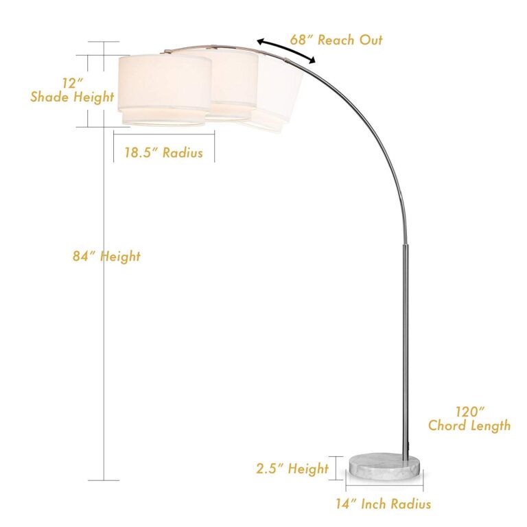 Major-Q Modern 81" Arc Tall X-Large Living Room-Stand Up Arching Drum Shade Large Floor Lamp with Real Marble Base for Bedrooms-Corner Lamp for Office Lighting (White) - Image 6