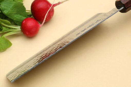 Yoshihiro VG10 46 Layers Hammered Damascus Nakiri Japanese Vegetable Knife (6.5'' (165mm) Rosewood Handle) - Image 6