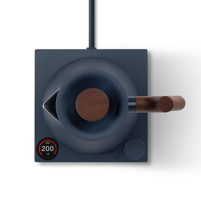 Fellow Corvo EKG Pro Electric Tea Kettle - Quick Heating, Precise Temperature Control Electric Kettle, Scheduling, Built-in Brew Timer for Boiling Water - Stone Blue with Walnut Handle - 0.9 Liter - Image 6