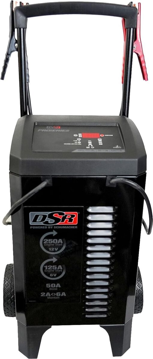 Schumacher DSR Pro Series Electric DSR161 Fully Automatic Jump Starter and Battery Charger for Professional Automotive Shop/Dealer Use, 125/250 Cranking Amps, 6 Volt, 12 Volt, Black, 1 Unit