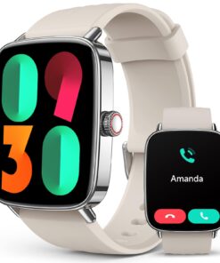 2025 Smart Watches for Women Men, 1.85" AI Voice Smartwatch, 24/7 Heart Rate Monitor, Stress/SpO2/Sleep Tracker, IP68 Waterproof, Weather, 100+ Sports Fitness Tracker for Android iOS Khaki