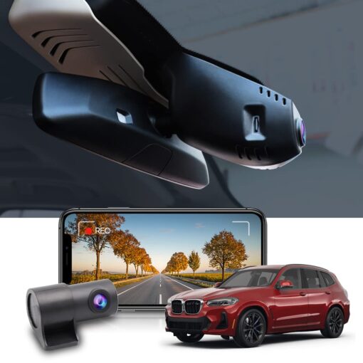 Fitcamx Front 4K+Rear 1080P Dash Cam Adapts for BMW X3 X3 2018-2024 M M40i Sdrive Xdrive30i 30e G01 (HD2-6153), OEM Look, Dual HD Video, WiFi & APP, Loop Recording, G-Sensor, Easy to Set, 128GB Card