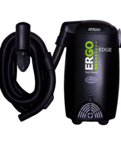 Atrix Ergo Edge Canister Shop Vac - Wall Mounted Garage Vacuum Cleaner with Built-in Dust Bag & Extendable Hose - Compact Black Design 20x9x12