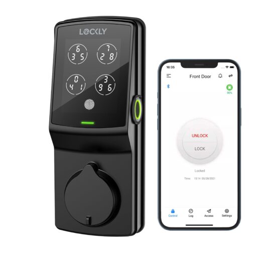 Lockly Secure Pro Bluetooth Smart Door Lock, Keyless Entry with PIN Genie® Digital Keypad, 3D Biometric Fingerprint Sensor Front Door Lock Deadbolt, Voice Control & Auto Lock - Deadbolt Edition