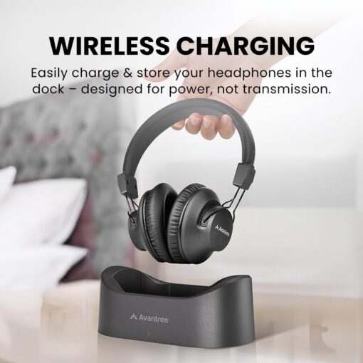 Avantree HT5009 Plus with Extra Ear Pads Bundle: Wireless Headphones for TV Watching with Bluetooth Transmitter & Charging Dock, Long Range, Low Latency, Pass-Through Support, and Clear Voice Mode - Image 7