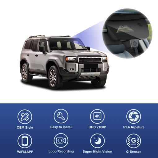 Fitcamx 4K Dash Cam Suitable for Toyota Land Cruiser 2024 2025 First Edition 1958 (J250/Gen15), OEM Look, UHD 2160P Video, Built-in WiFi & APP, Loop Recording, G-Sensor, Plug & Play, 64GB Card - Image 5
